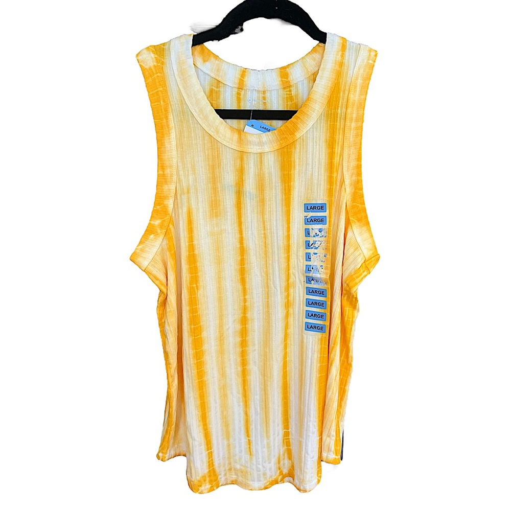 NWT Member’s Mark Ribbed Yellow Tie-Dye Tank Top Size Large